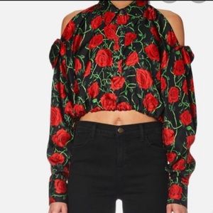 Alexander Wang Cutout Rose Crop Top